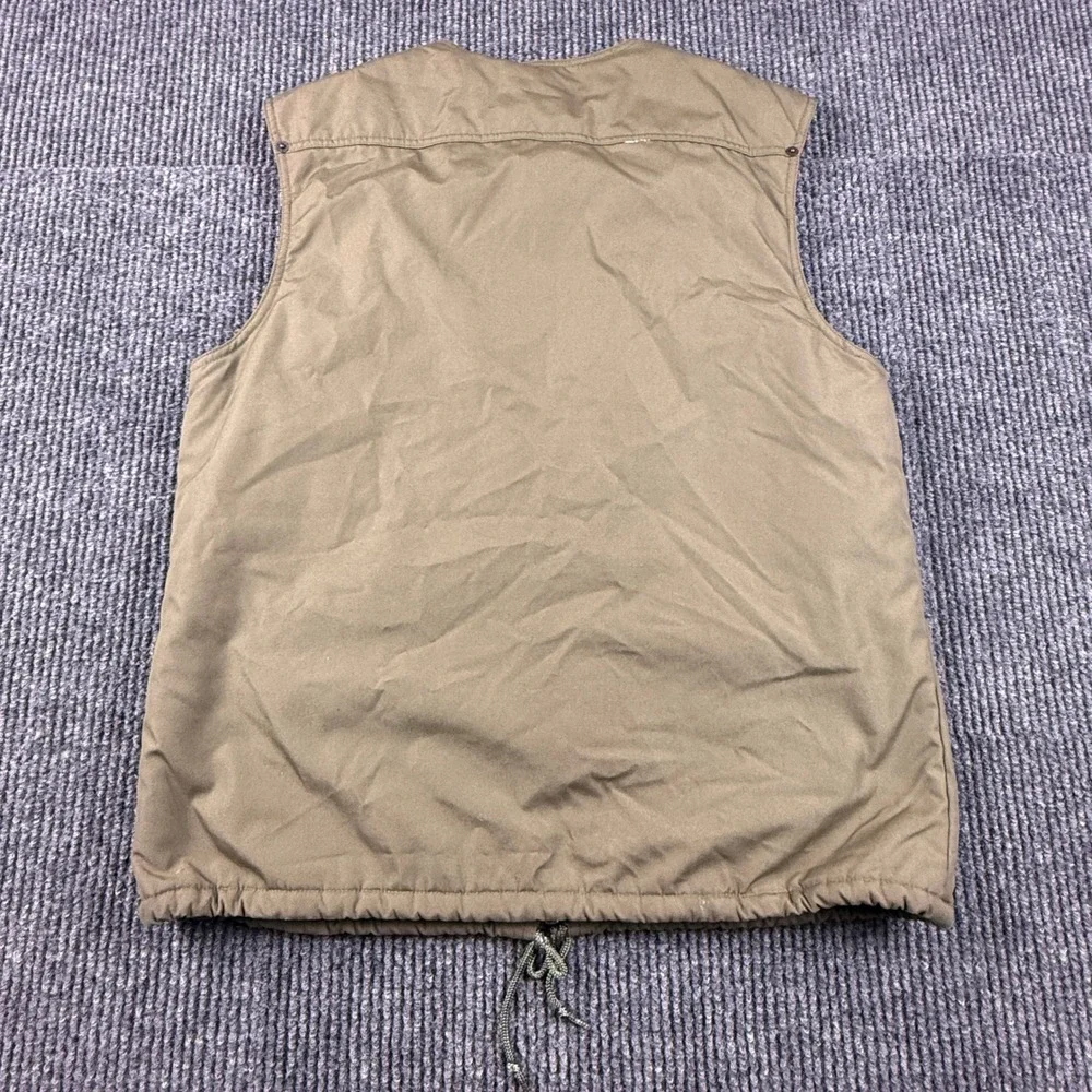 Vintage Levis Mens Size Small‎ Utility Vest Khaki Tan Red Lining Cargo Pockets